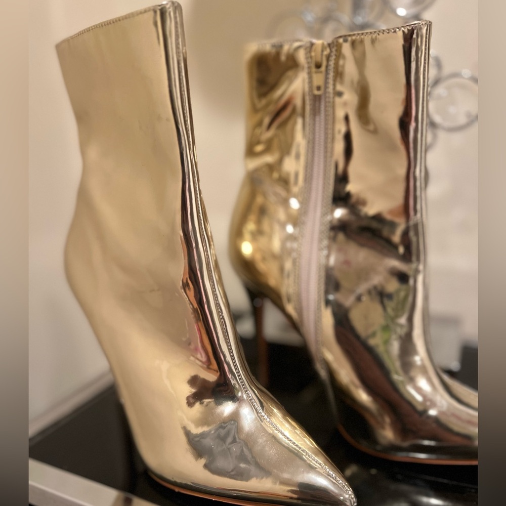 Metallic Gold ankle boot heels